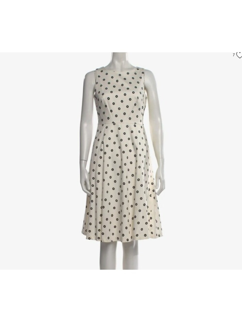 LK Bennett London Dr Octavia White Black Polka Dot Fit Flare Dress Women's US 6